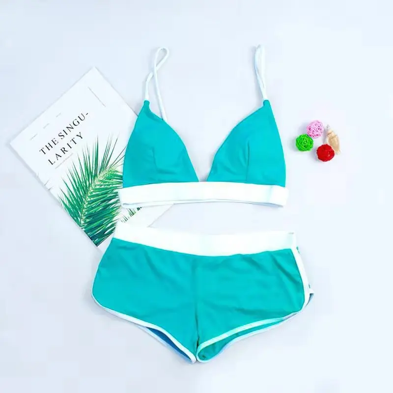 Женский комплект бикини с треугольным вырезом купальный костюм из двух
