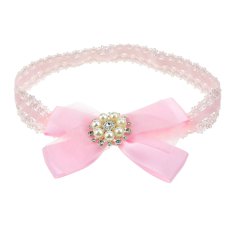 Блестящая жемчужина с бантом для маленьких девочек Повязка на голову дня