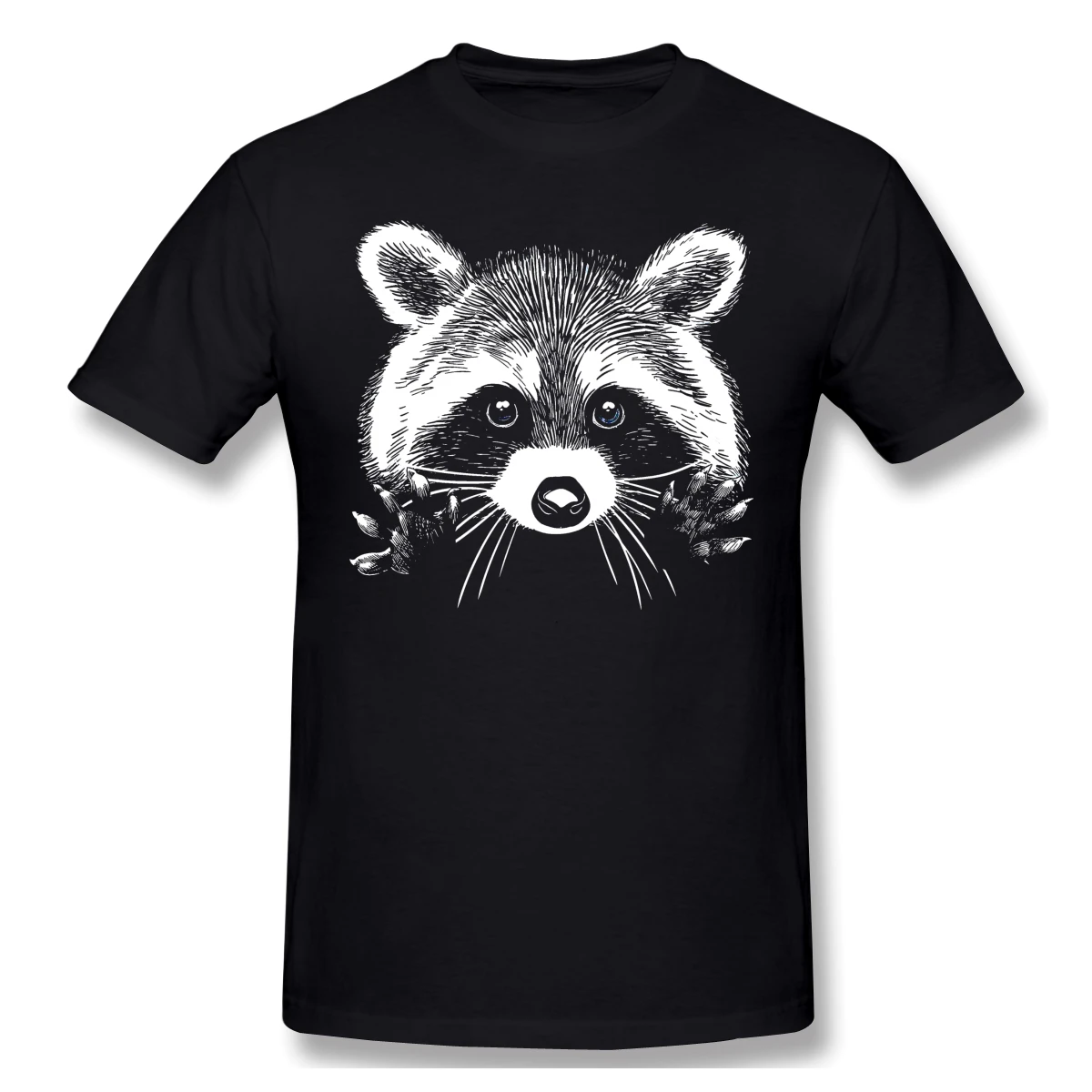 The Americans T-Shirts for Men Little Raccoon Buddy Funny Crewneck Cotton T Shirt