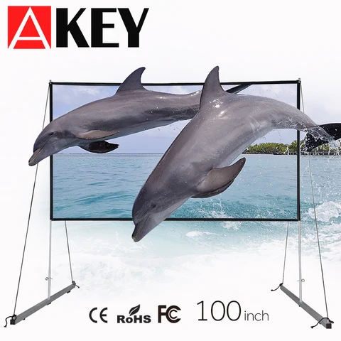 Светоотражающая ткань AKEY, экран для домашнего кинотеатра, 120/100/60 дюймов, 16:9, 4K, 1080P