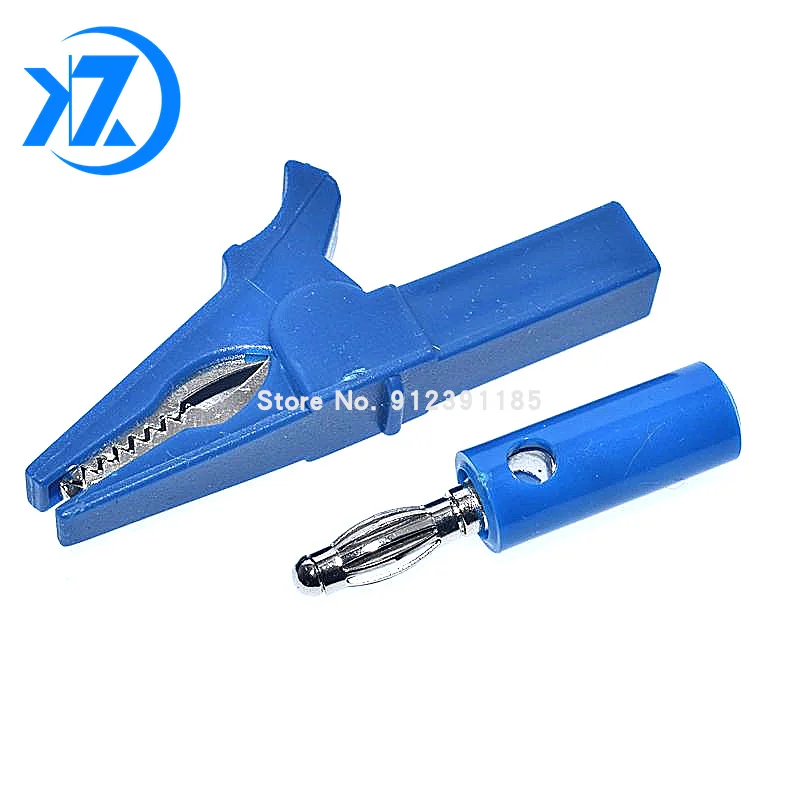 Зажим типа крокодил 55 мм + вилка банан тестовый щуп с кабельными зажимами 4 |