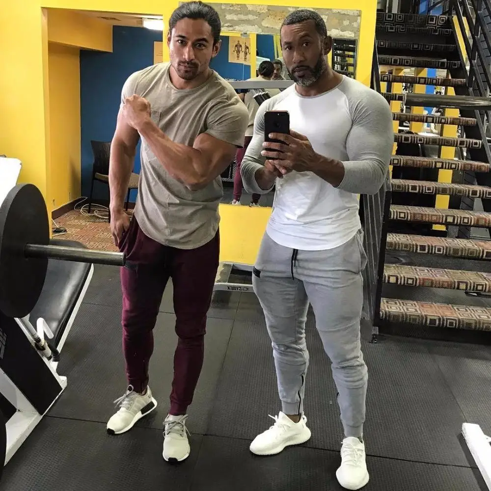 Мужские спортивные штаны для фитнеса повседневные хлопковые брюки-карандаш