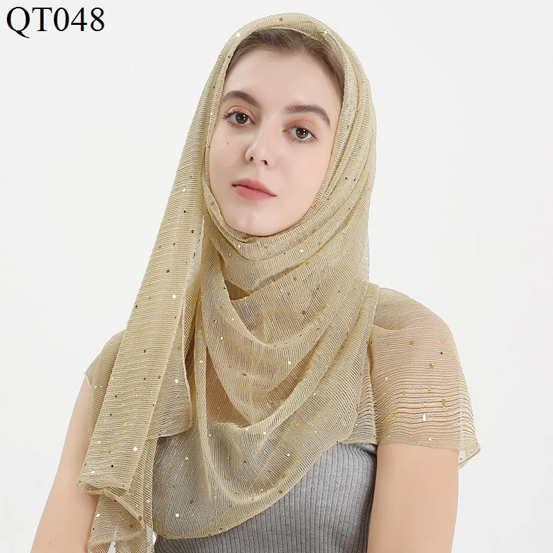 Серебряных Блесток головной платок женский слайд шелковые Арабский