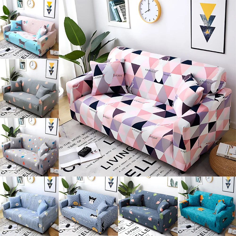 

1/2/3/4 Seater Spandex Couch Cover Slipcover Stretch Geometric Printed Sofa Covers For Living Room Set Armchair Cover Sofa Towel