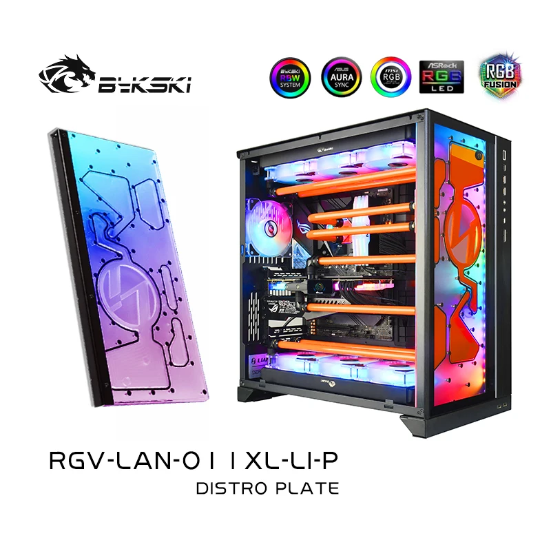 

Bykski RGV-LAN-O11XL-LI-P,Waterway board Front Distro Plate For LIANLI O11 Dynamic XL Case,PC Water cooling kits Solution