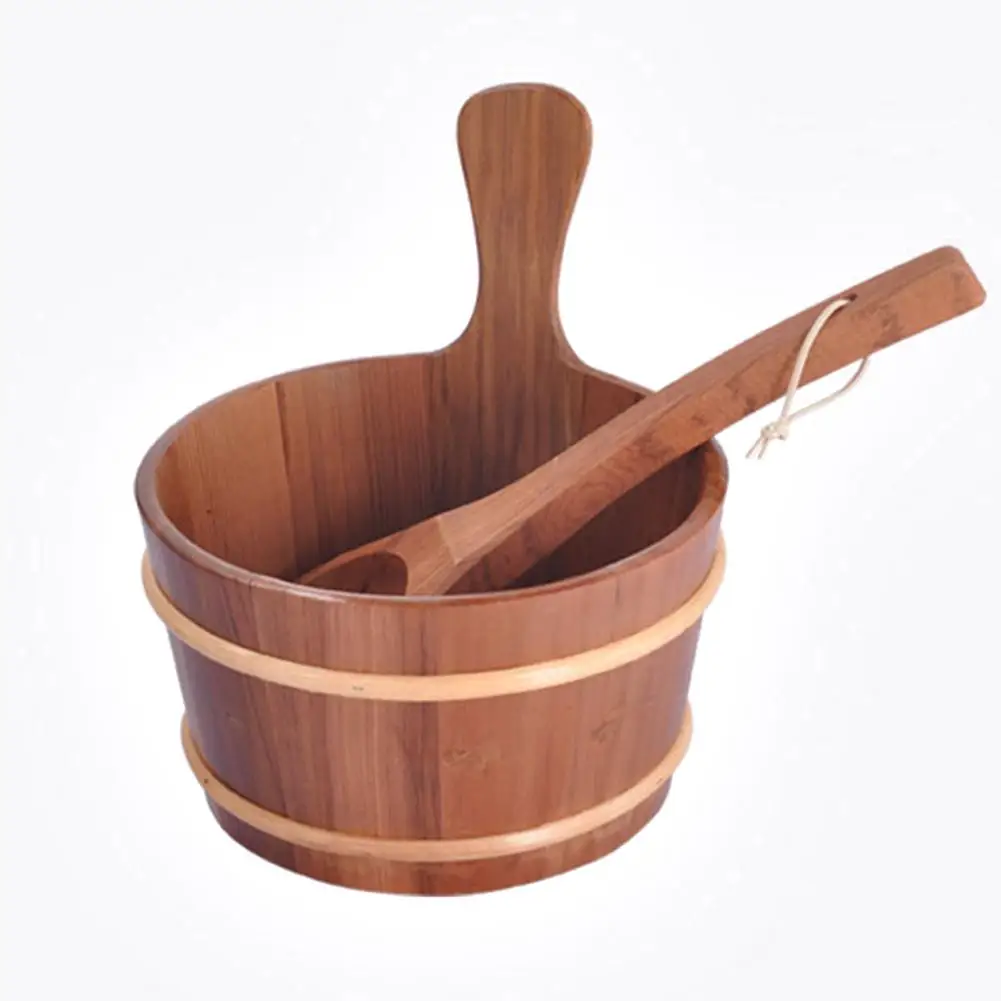 

Sauna Wooden Bucket 4L Combined Set Portable Sauna Room Accessory Tools Beneficial Skin Weight Loss Pail