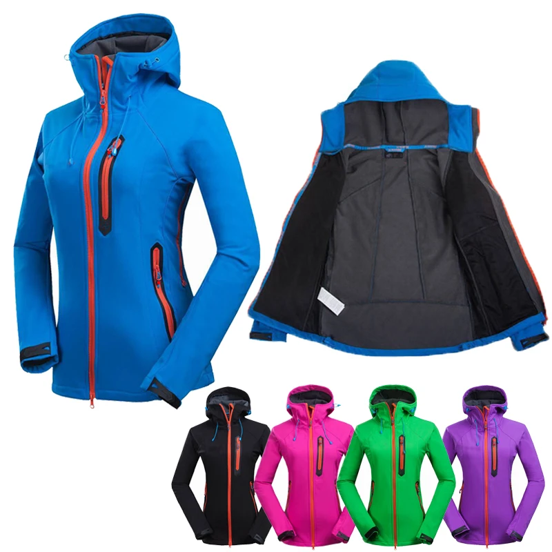 Зимняя спортивная куртка для бега софтшелл Женская ветрозащитная походная