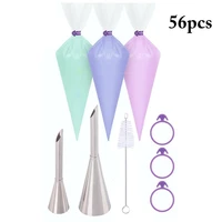 56 pcsset icing piping cream pastry bag diy cake icing piping nozzles tip household kitchen making cake tool sets accessories