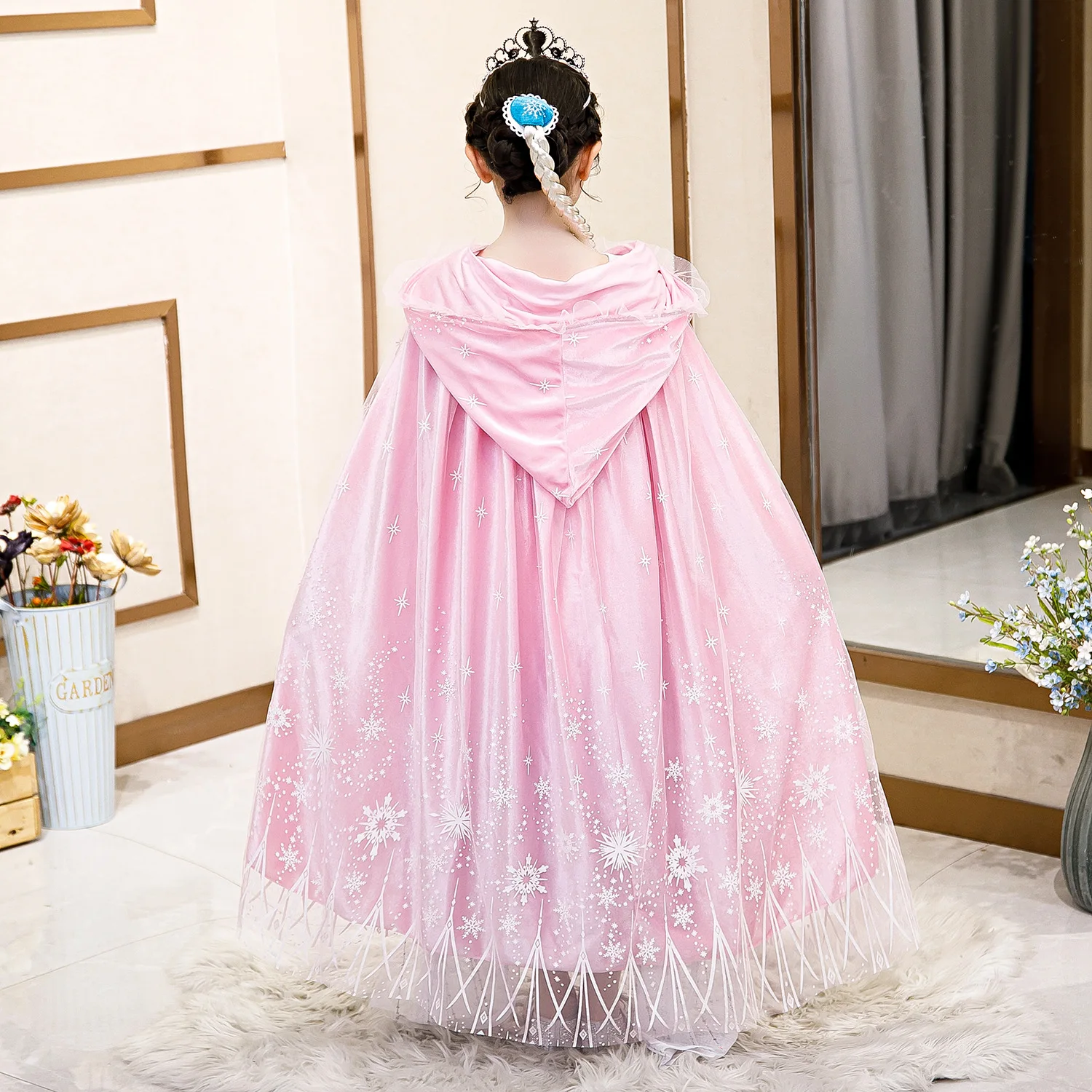 

2021 New Girls Elsa Cloak Winter Swing Snow Print Party Princess Costume Children Halloween Fancy Cosplay Costumes for Kids