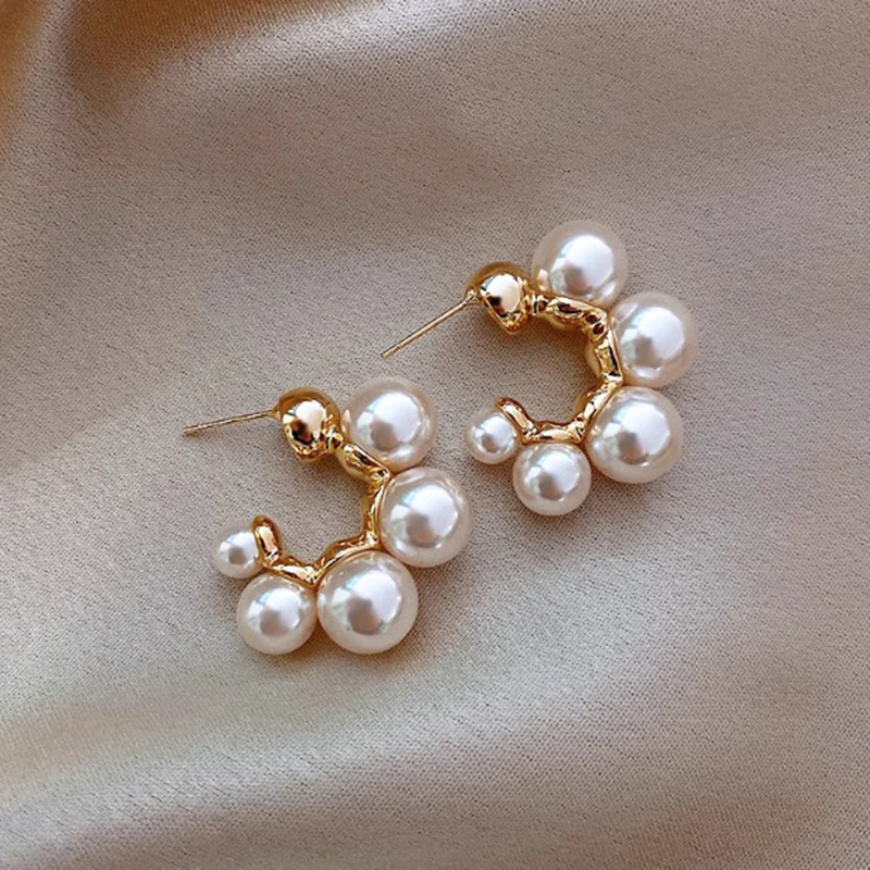 Новые Элегантные металлические серьги-гвоздики с жемчугом для женщин Модная