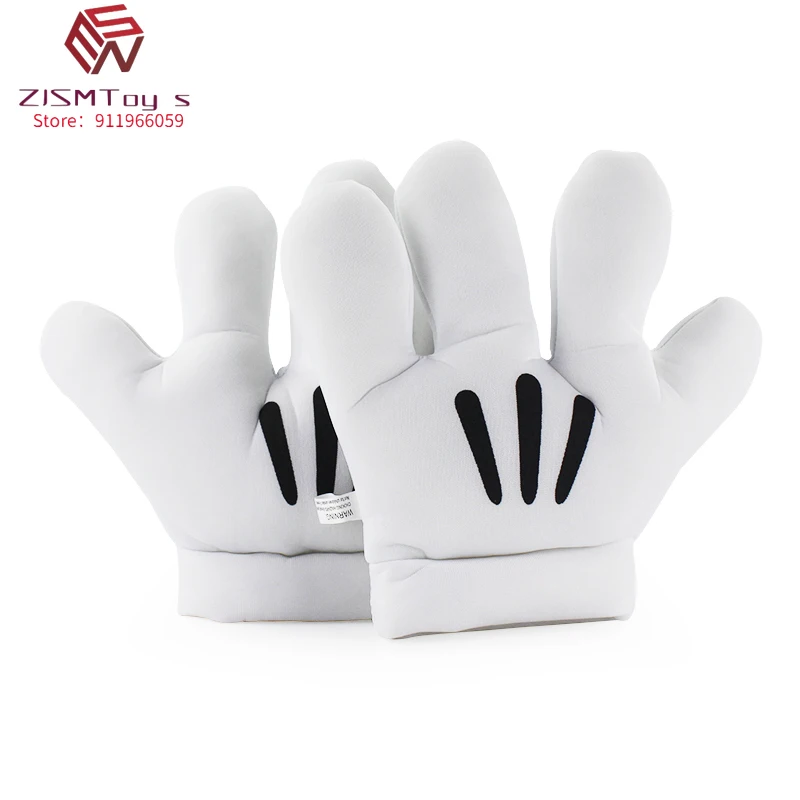 

1 Pair 10"25cm soft dolls Stuffed Plush Gloves Gift warm cotton flannel white Big Glove cartoon Winter plush cartoon toy