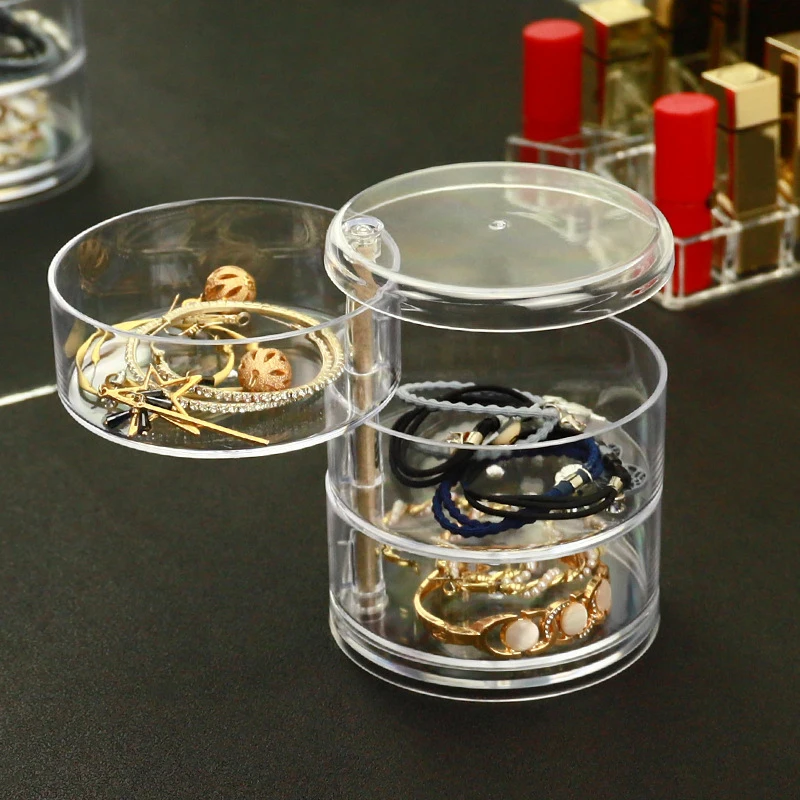 

Jewellery Organiser Box 4 Layers Clear Acrylic 360 Rotating Cosmetic Storage Spider Holder for Necklace Bracelet Ring Earring