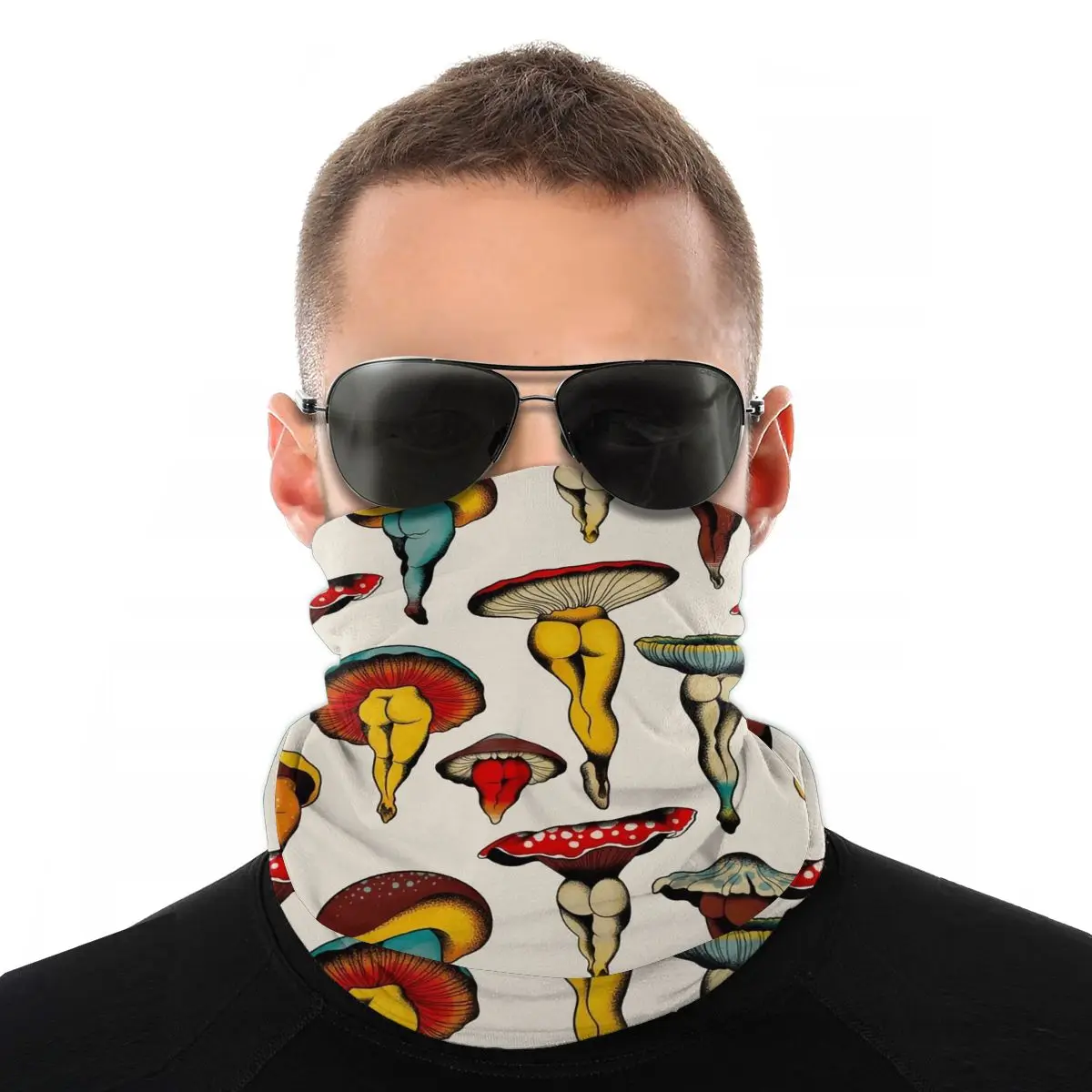 

Sexy Mushrooms Tattoo Magic Scarf Half Face Mask Unisex Fashion Tube Mask Balaclava Bandana Polyester Headwear Biking Hiking