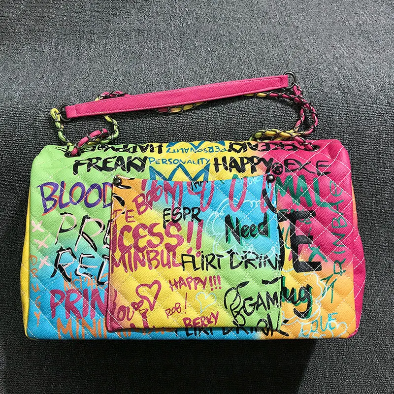 Женская сумка в стиле граффити большая дорожная на плечо дизайнерские сумки