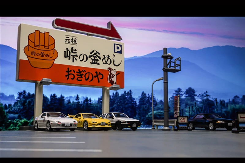 

Model car 1/64 Diorama Initial D Japan Scenery Parking Lot Display Model Miniature Toys 1:64