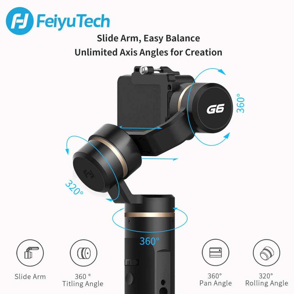 FeiyuTech G6 брызгозащищенный ручной карданный подвес Feiyu экшн-камера Wifi Bluetooth для Gopro