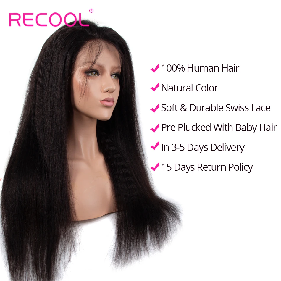 Recool кудрявый парик 13x6 Синтетические волосы на кружеве парики из натуральных