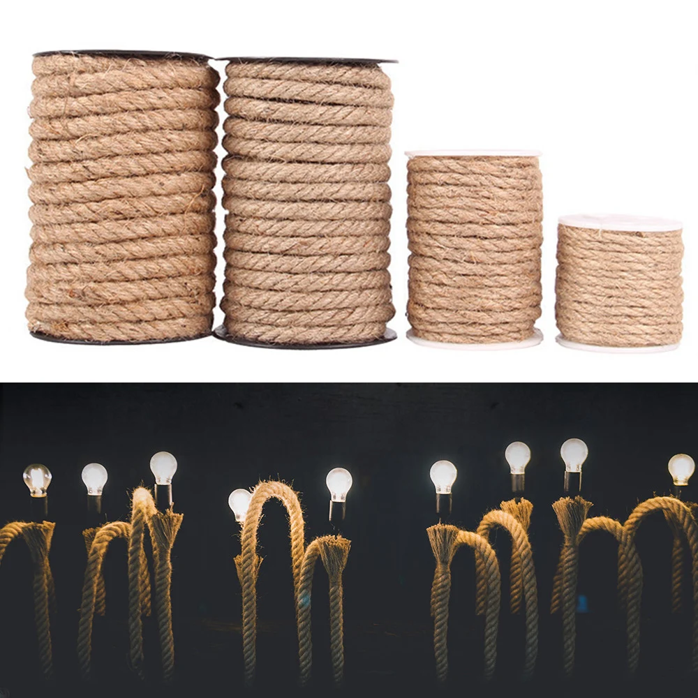 

10M 6-12mm Thick Natural Jute Hessian Rope Vintage Handmade DIY Decoration Handmade DIY Clothing Accessories