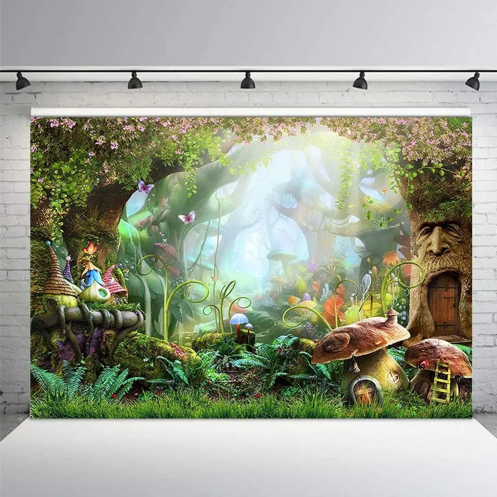 

Photo Background Fairy Tale Enchanted Forest Birthday Party Decoration Banner Children Backdrops Props For Photography