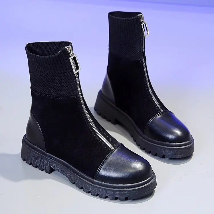 Красивая модная женская обувь на Плоском Каблуке с замком-молнией сезон