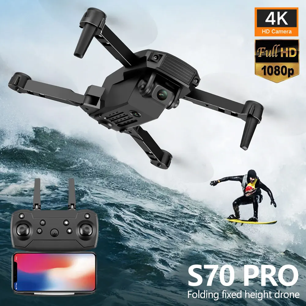 

Drones Foldable Height Keeping 4K HD Dual Camera RC Drone WiFi FPV Real-time Transmission Remote Control S70 PRO Quadcopter Toy