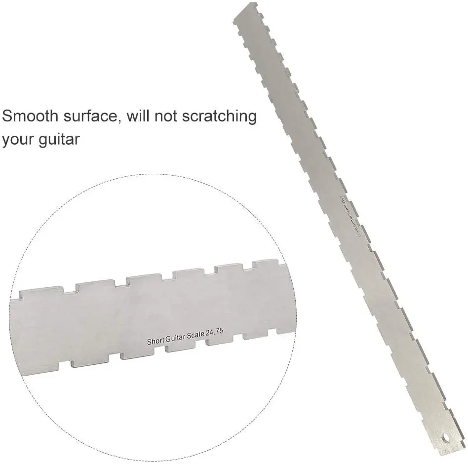 Guitar Fretboard Frets Neck Notched Ruler Straight Edge Luthier Tool with 5 Picks for Electric Guitars 24.75&quot 25.5&quot Scale | Спорт и