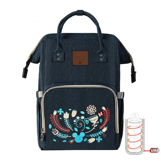 With Hook Сумка для подгузников disney, рюкзак для мам, Детская сумка для мам, сумка для подгузников для ухода за ребенком, дорожная коляска с USB подогревом,, 1 крючок - Цвет: With Hook
