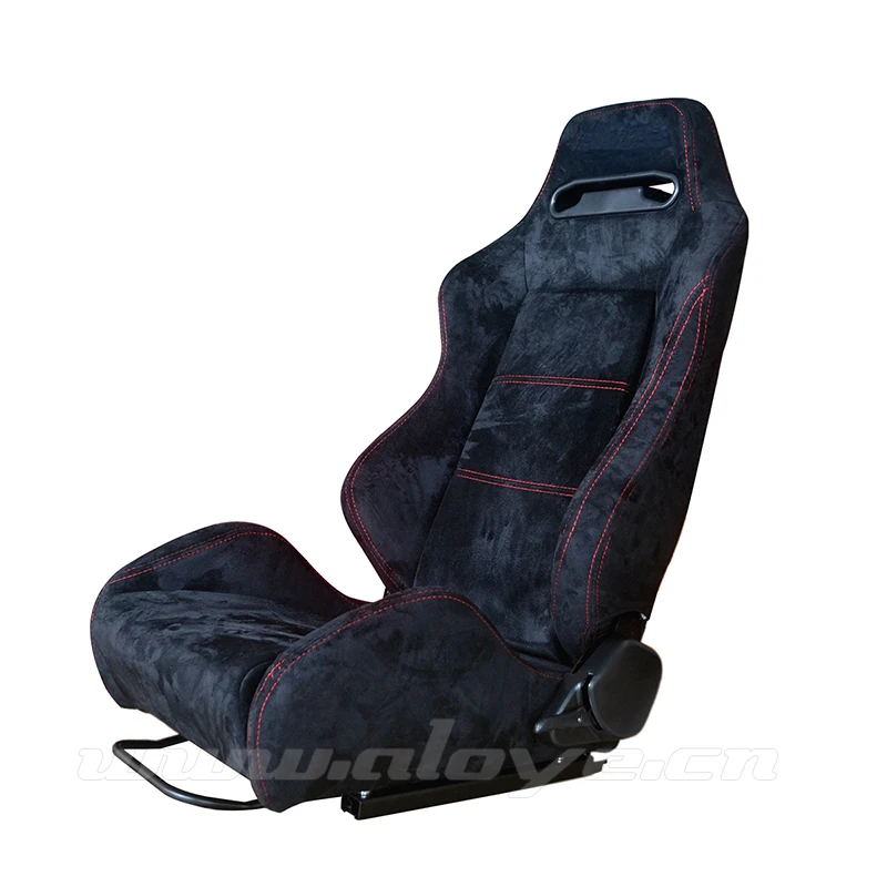 

JDM Black/Red Mirco-velvet Fabric SPO Reclining Motorsport Car Seat