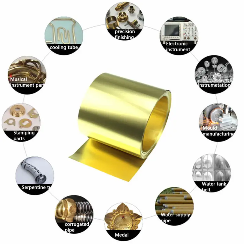 1 шт. латунная металлическая тонкая листовая фольга рулон пластины 0 01-0 3 мм x 10-200