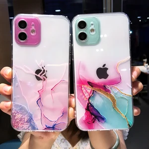 watercolor painting phone case for iphone 13 pro max 12 mini 11 x xr xs 7 8 plus 6s colorful marble clear soft shockproof cover free global shipping