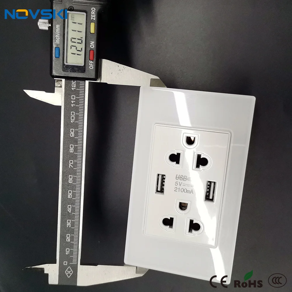 NOVSKI 2.5D стенная розетка из закаленного стекла многофункциональная 2 1 а двойной USB