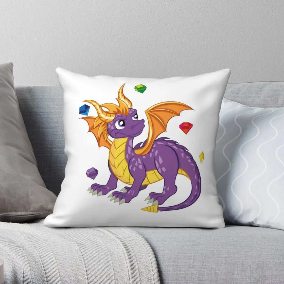 

Spyro перевоспламеняющаяся квадратная подушка, чехол из полиэстера, льна, бархата, с принтом, с застежкой-молнией, декоративная подушка, чехол