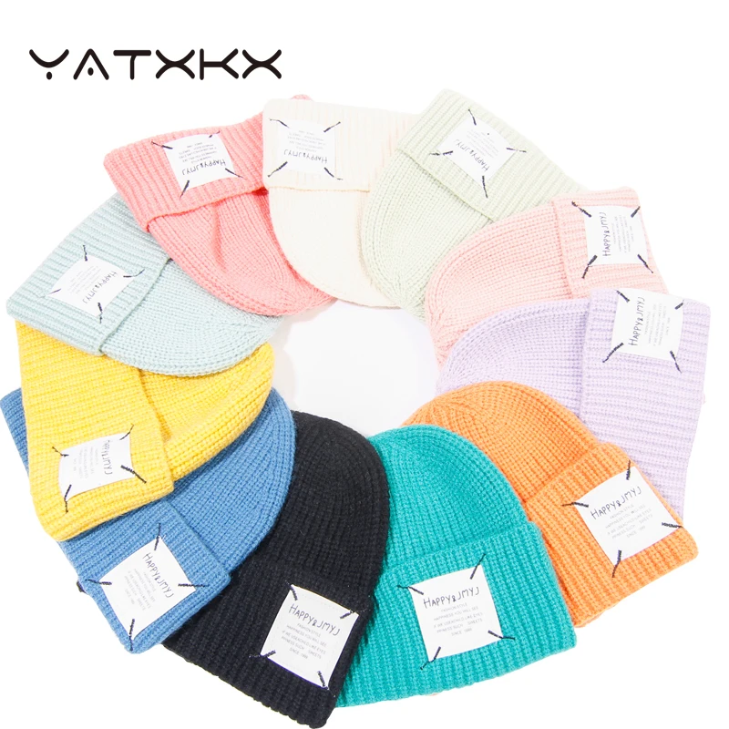 

[YaTxKx] New Womens Beanie Hat warm Autumn Women Wool Knit Hat Cuff Beanie Watch Cap for Girls Spring Skull Hats for Female