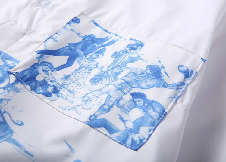 

High New 2021 Men Oil painting retro Fashion Cotton Casual Shirts Shirt high quality Pocket long-sleeves Top S 2XL #SN11