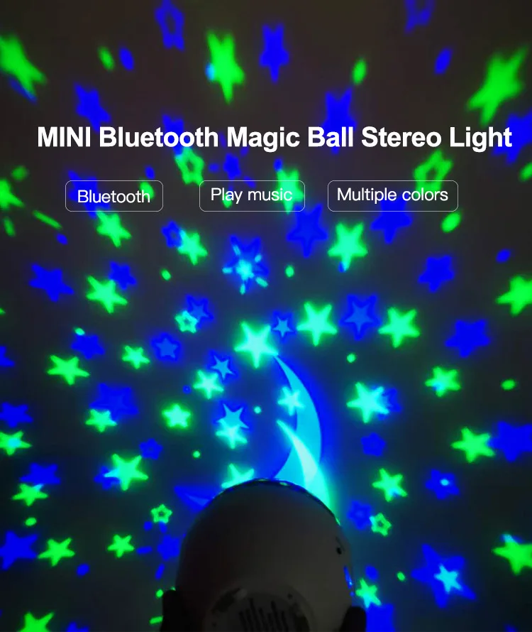 

LED Star Light Projector Rotating LED Starry Sky Night Light Mini Bluetooth Magic Ball Stereo Light USB Music Projection Laser