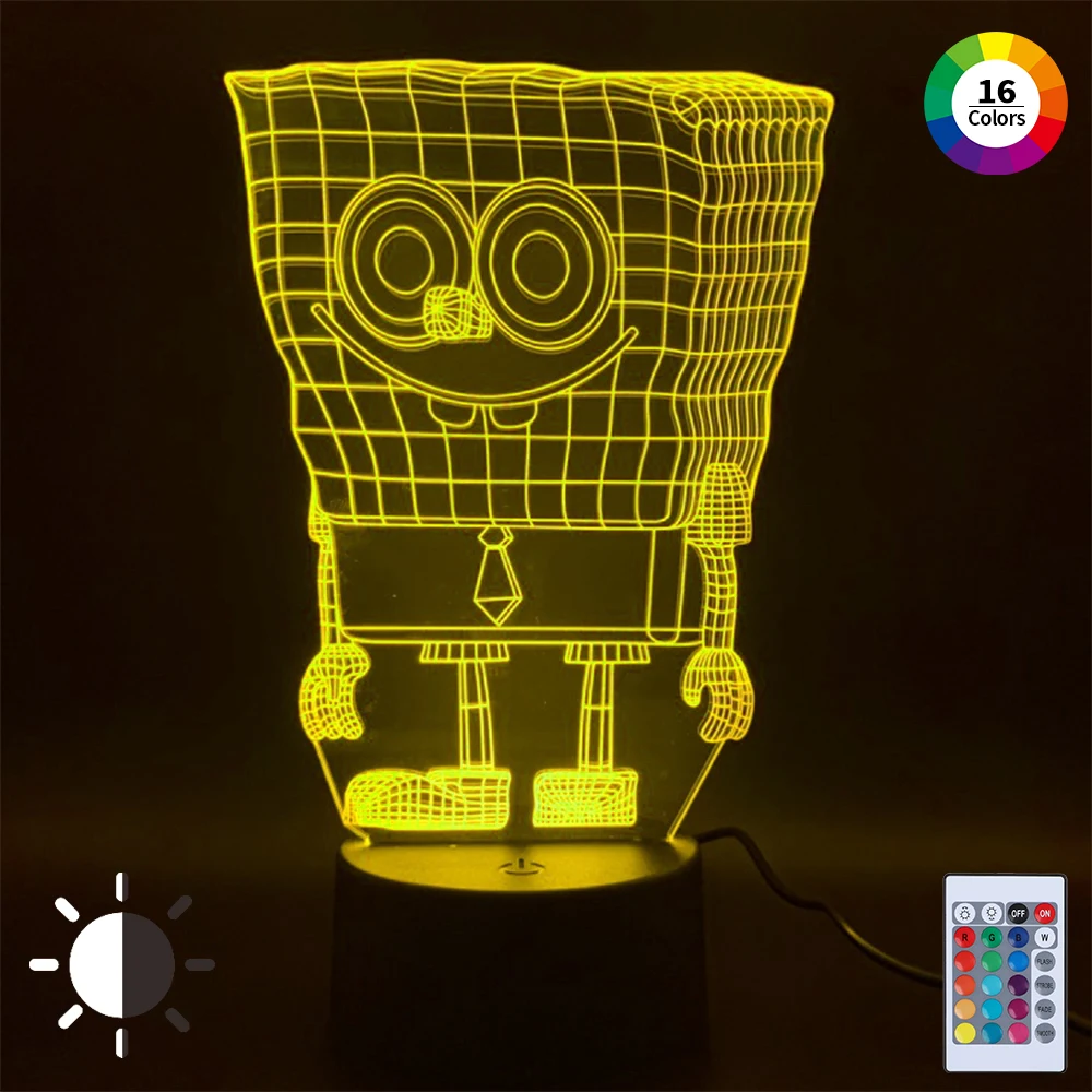 

Acrylic 3D Anime Lamp SSPpongGEeBBob3 Nightlights Lamp Figurine Lighting For Bedroom Cartoon Comics Light Home Decor Lamp Gift