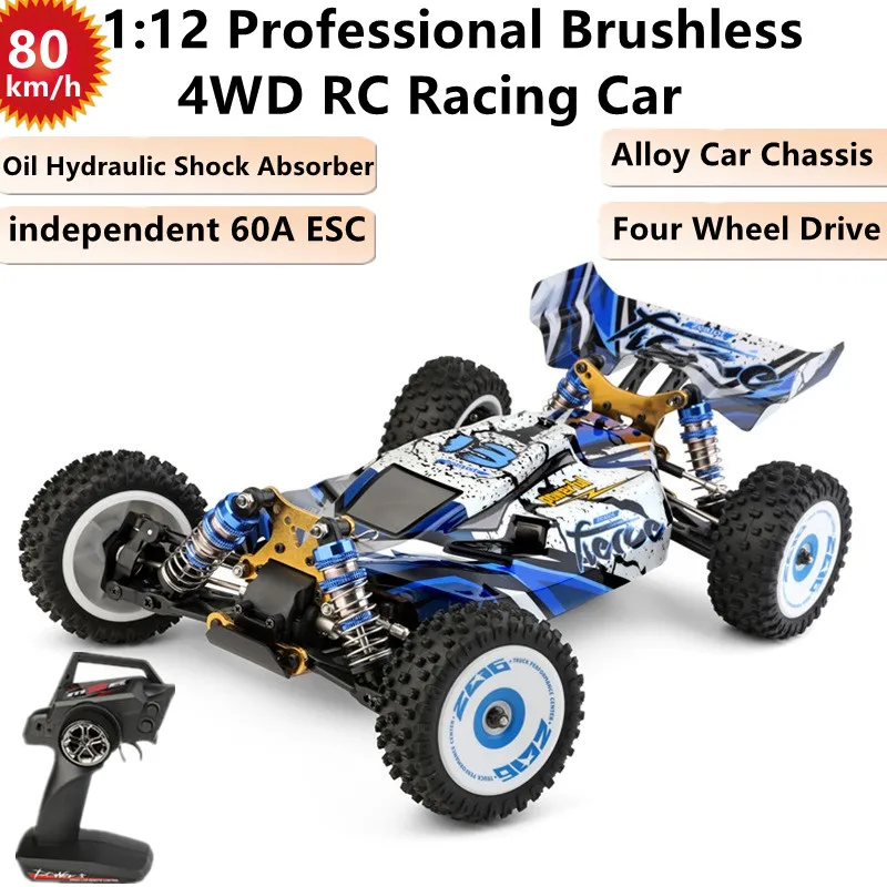 

Independent 60A ESC 4WD Brushless Remote Control Car 80KM/H Oil Hydraulic Shock Absorber Alloy Base Racing Drifting RC Buggy Toy