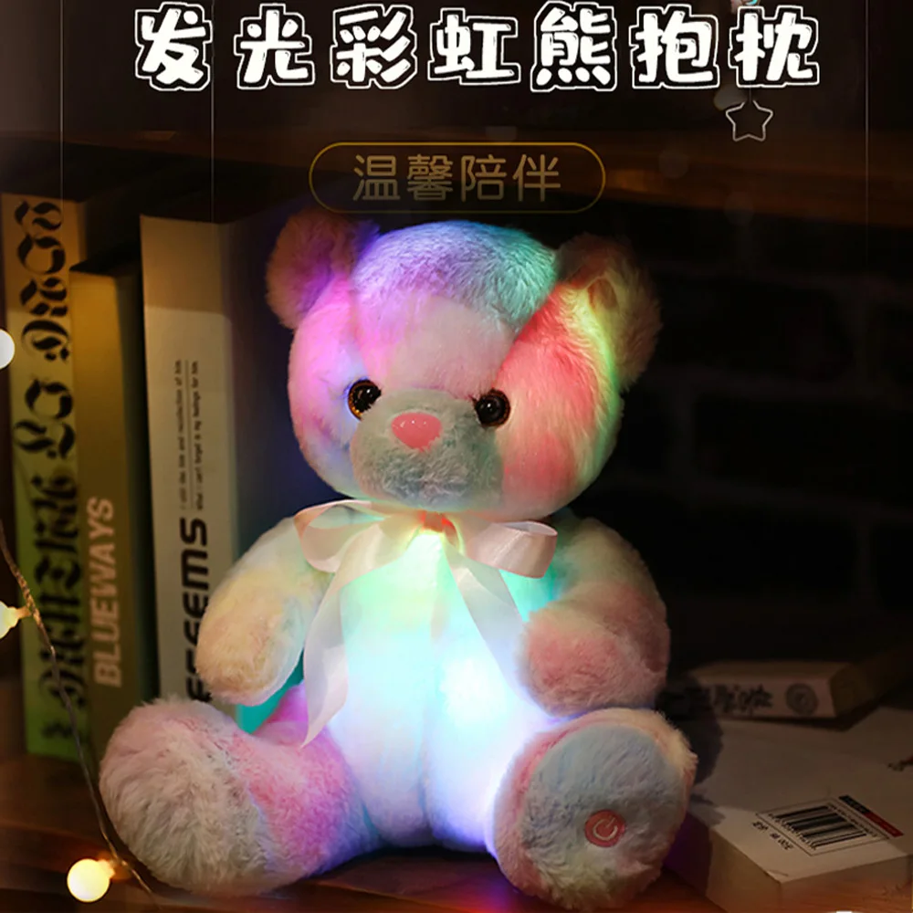 

Stuffed Rainbow Night Light Bear Teddy Bear Glow In The Night Bear Plush Toys For Children Birthday Presents Christmas Gifts