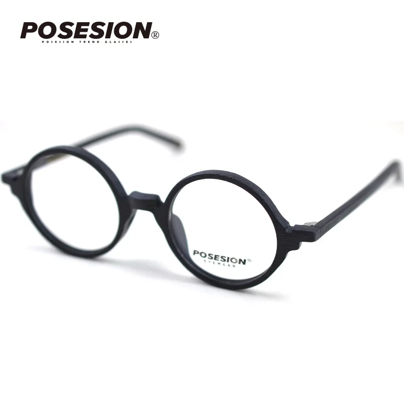 Posesion, винтажные, мужские, круглые очки, оправа, деревянные, близорукость, очки с чистыми линзами, ацетат, очки для чтения, оправа для женщин