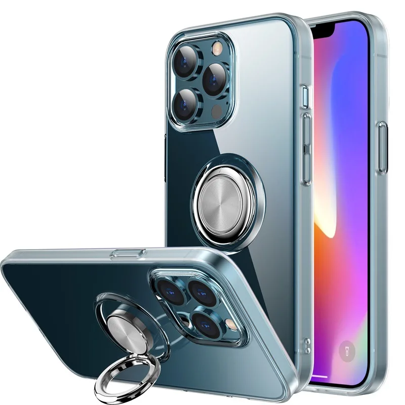 

Magnetic Car With Ring Phone Case For iPhone 13 12 mini 11 Pro Max X cases Shockproof transparent Back Cover Clear Holder cover