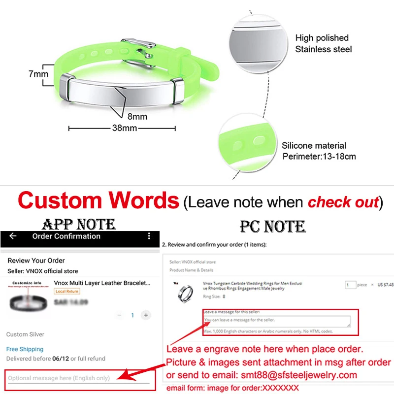 vnox personalize kids baby id bracelets soft silicone rudder stainless steel children girls boys custom emergency name phone free global shipping