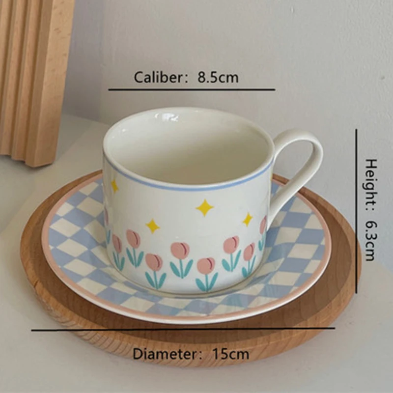 New Vintage Flower Ceramic Coffee Cup Saucer 250mL Kitchen Breakfast Drinking Milk Tea Set Reusable Decorative Tableware | Дом и сад