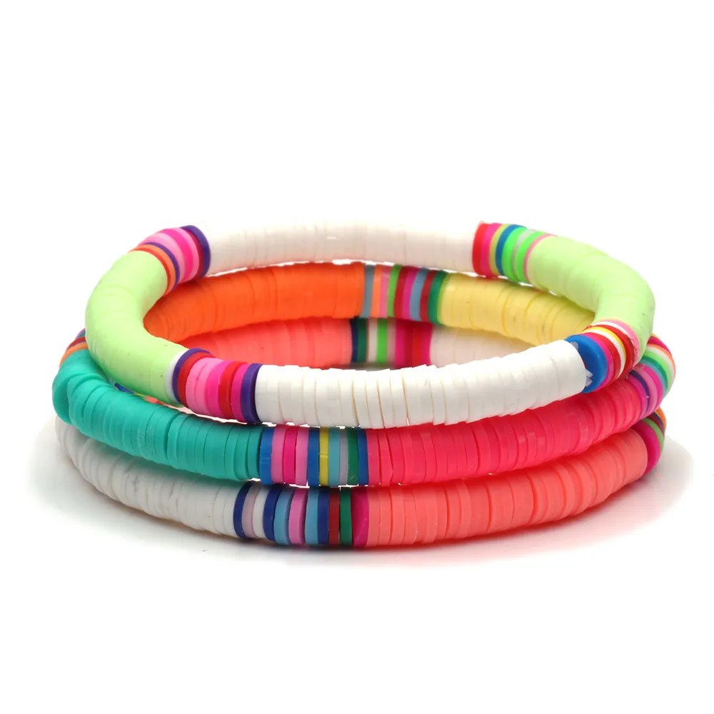 6 мм Полимерная глина запись Heishi бисера стрейч браслет для женщин 2020 Новая мода