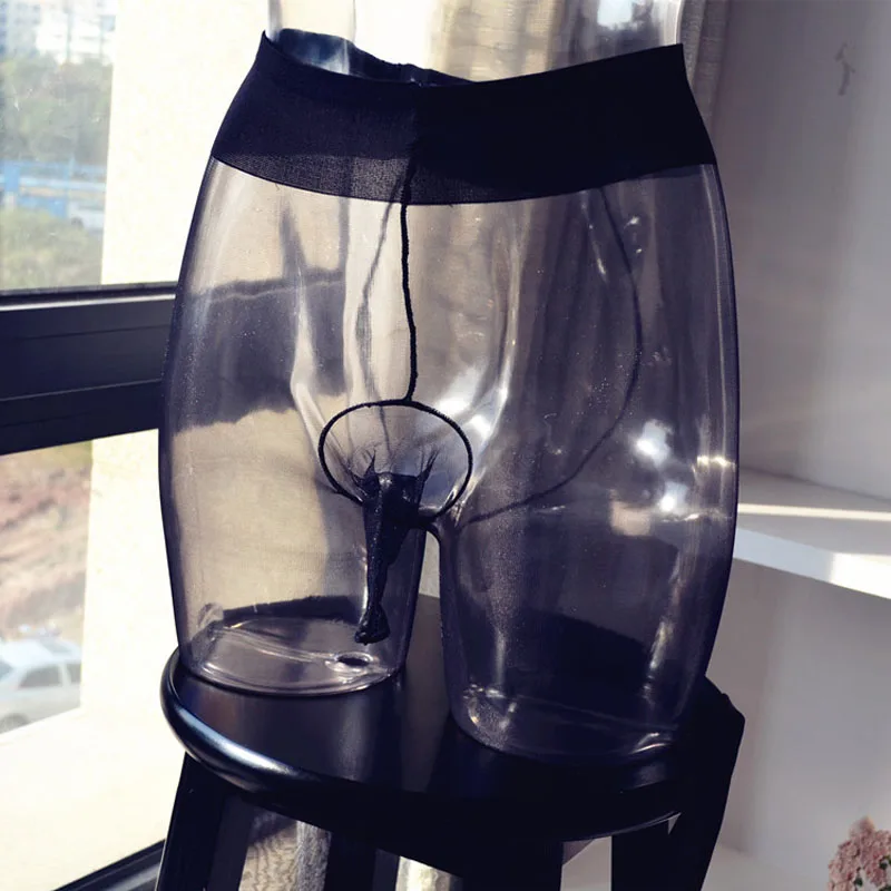 Сексуальные мужские чулки блестящие ультратонкие прозрачные 2D колготки для