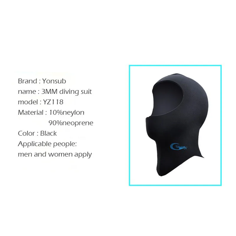 Yonsub 3 мм Неопреновая шапочка для дайвинга сохраняющая тепло шапка снаряжение