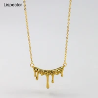 lispector 925 sterling silver 18k gold irregular wax drop shape chain necklace for women lava pendant necklaces female jewlery