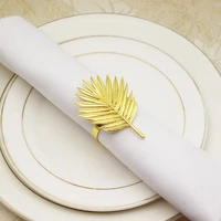 24pcslot new golden loose tail leaf napkin ring western restaurant napkin button wedding party mouth cloth table decoration
