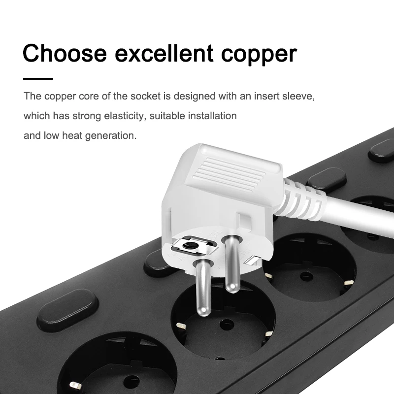 

Multiple Power Strip Surge Protection EU Plug Electrical Extension Sockets USB 5 way Outlets Independent Switch Control 2m Cord