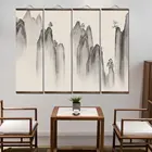 Картина с традиционным китайским пейзажем, холст в рулоне, постер, Настенная картина для гостиной, спальни, домашний декор с рамкой