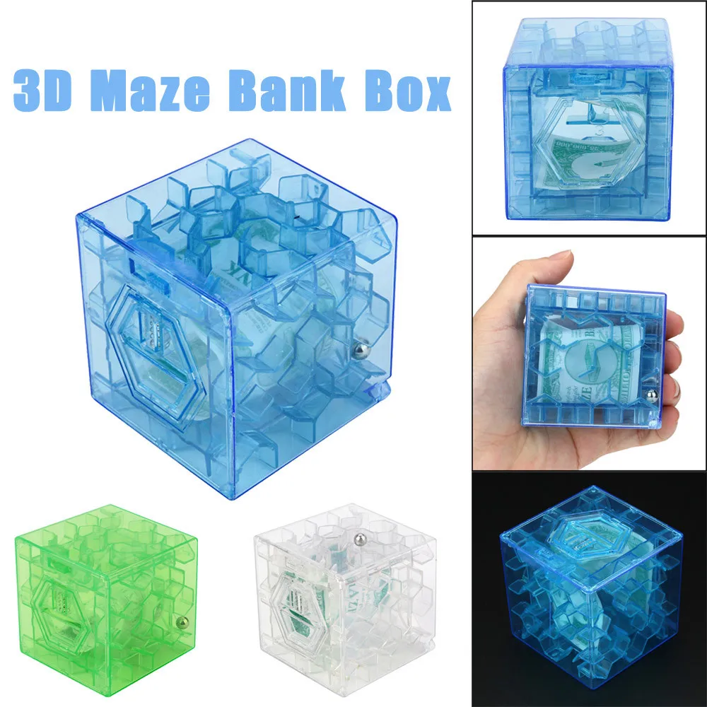 3D лабиринт с шариком + монетами кубик головоломка для денег коллекция монет чехол